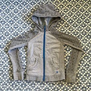 90 Degree Girl’s 4 Grey & Blue Diamond Pattern Hoodie with Thumbholes